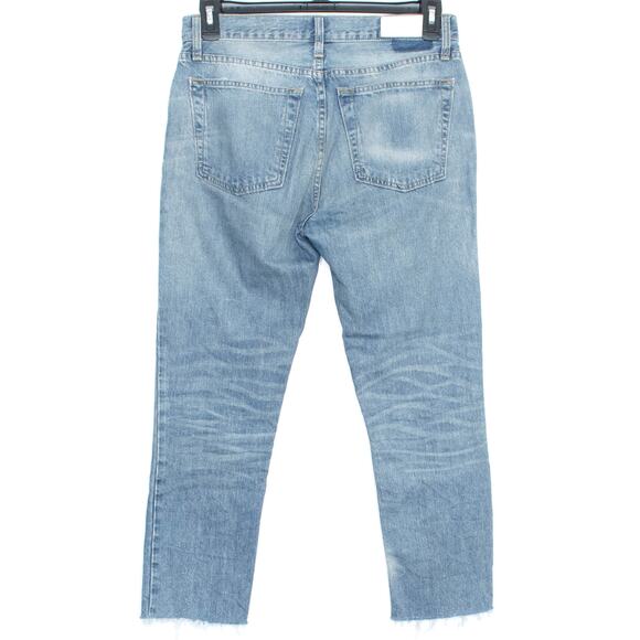 RE/DONE Originals Womens Jeans Relaxed Crop Button Fly Distressed Blue 28 FI - Picture 2 of 2